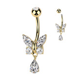 Bauchnabelpiercing Schmetterling – Chirurgenstahl PVD Gold