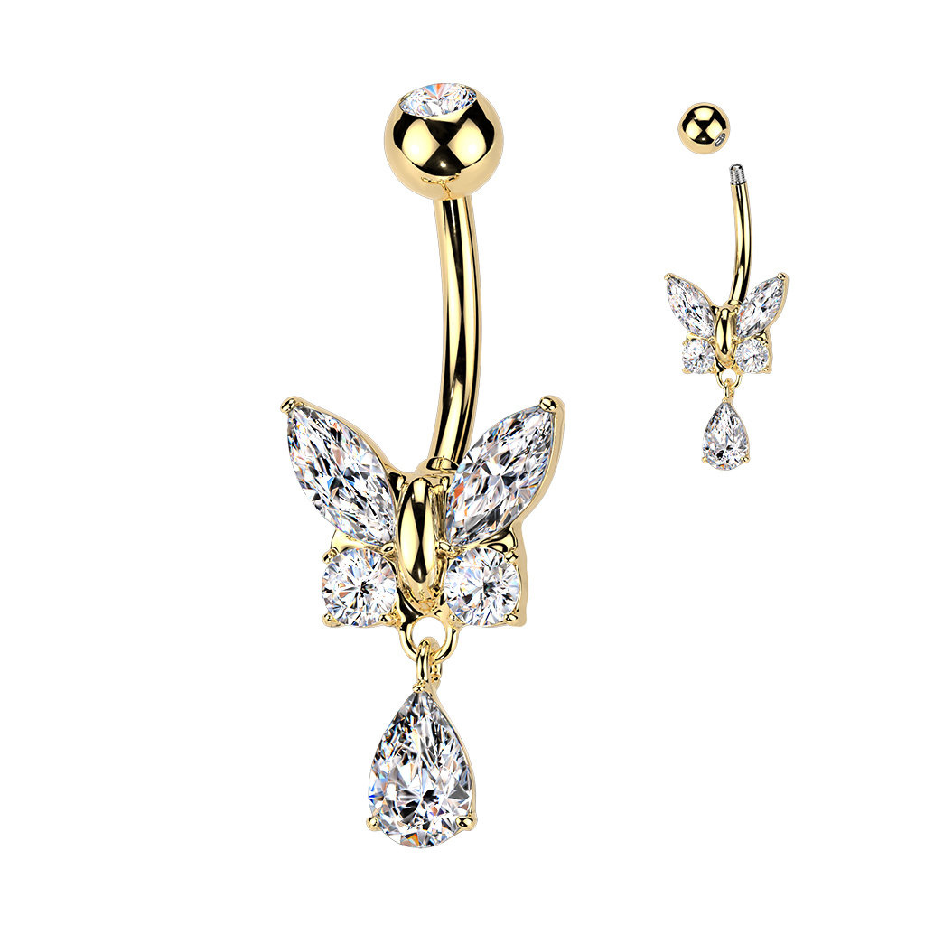 Bauchnabelpiercing Schmetterling – Chirurgenstahl PVD Gold