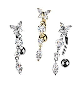 Reverse Bauchnabelpiercing Schmetterling – Chirurgenstahl 316L / PVD | Gold & Silber