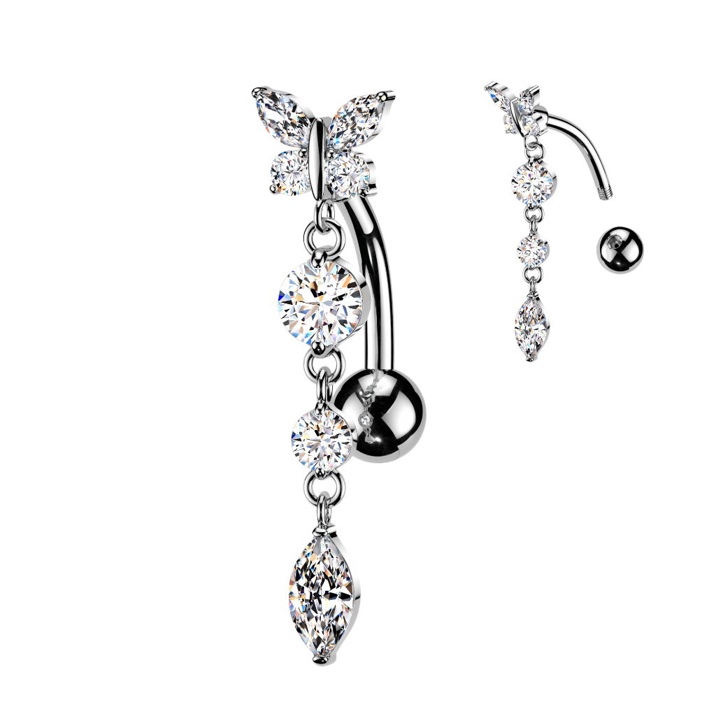 Reverse Bauchnabelpiercing Schmetterling – Silber oder Gold