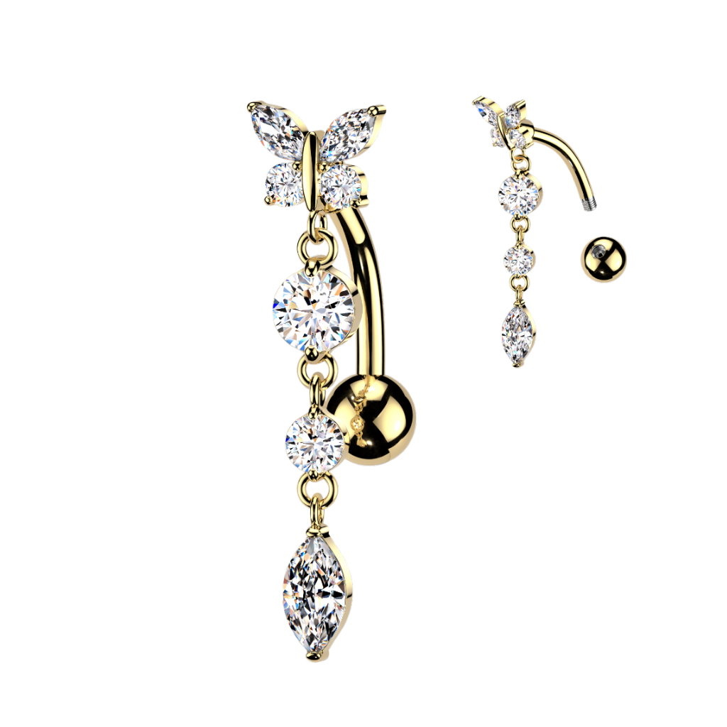 Reverse Bauchnabelpiercing Schmetterling – Silber oder Gold