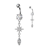 Bauchnabelpiercing Stern Anhänger – Chirurgenstahl PVD Gold