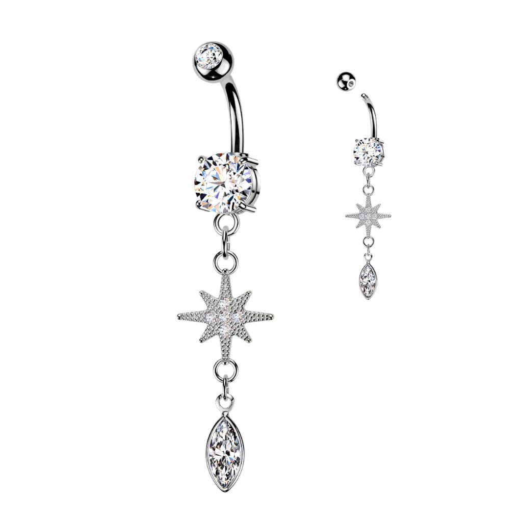 Bauchnabelpiercing Stern Anhänger – Chirurgenstahl PVD Gold