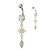 Bauchnabelpiercing Stern Anhänger – Chirurgenstahl PVD Gold