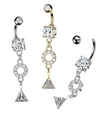 Bauchnabelpiercing mit Kristall-Anhänger – PVD Gold