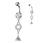 Bauchnabelpiercing mit Kristall-Anhänger – PVD Gold