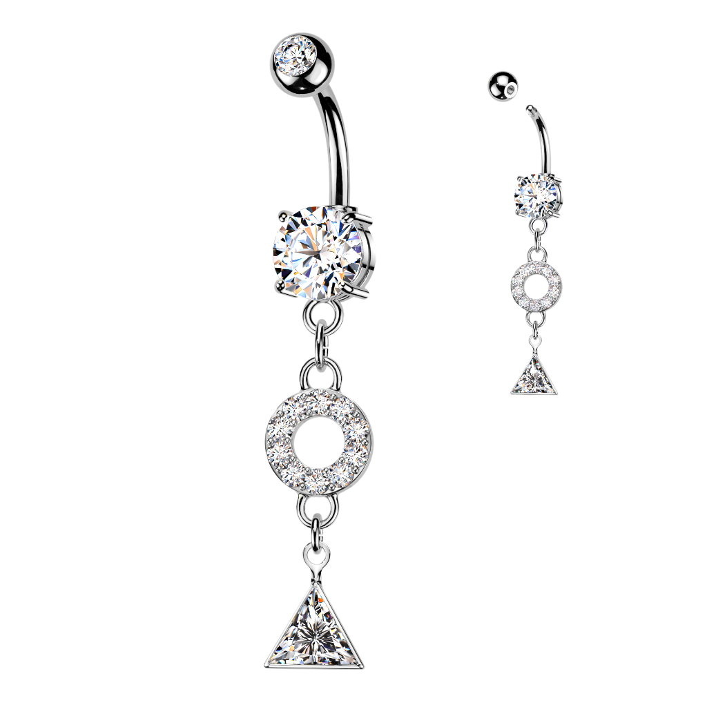 Bauchnabelpiercing mit Kristall-Anhänger – PVD Gold