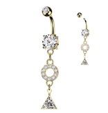 Bauchnabelpiercing mit Kristall-Anhänger – PVD Gold