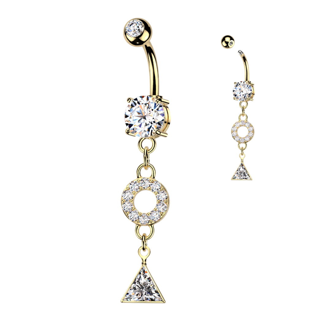 Bauchnabelpiercing mit Kristall-Anhänger – PVD Gold