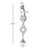 Bauchnabelpiercing mit Kristall-Anhänger – PVD Gold