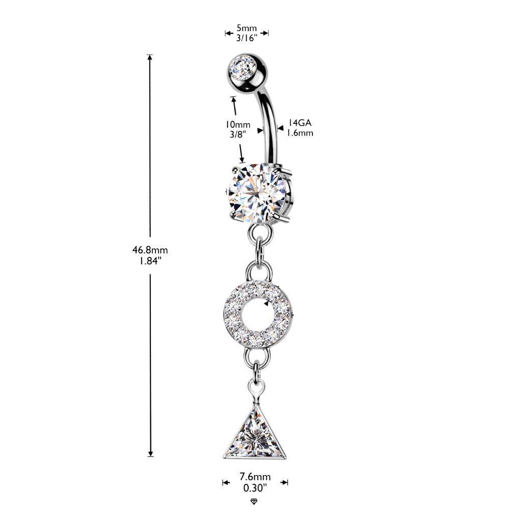 Bauchnabelpiercing mit Kristall-Anhänger – PVD Gold
