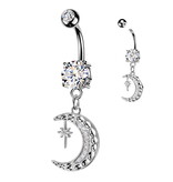 Bauchnabelpiercing Mond & Sterne –  Gold oder Silber