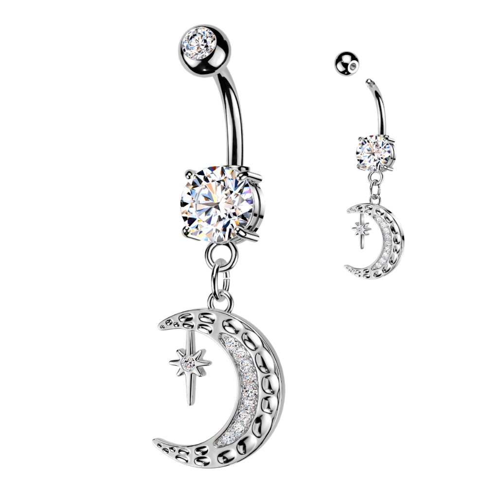 Bauchnabelpiercing Mond & Sterne –  Gold oder Silber