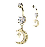Bauchnabelpiercing Mond & Sterne –  Gold oder Silber