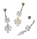 Bauchnabelpiercing mit Kristall-Anhänger – Gold oder Silber