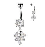 Bauchnabelpiercing mit Kristall-Anhänger – Gold oder Silber