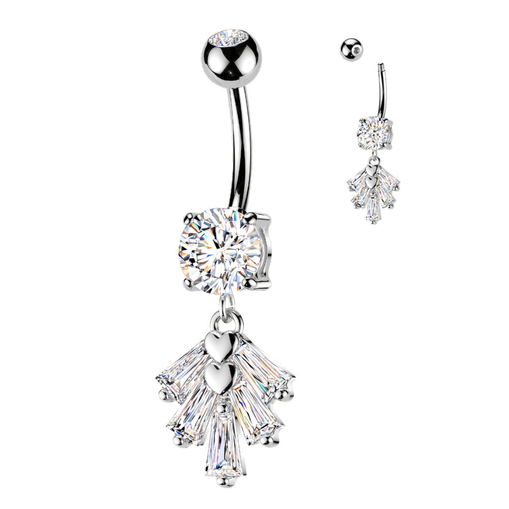 Bauchnabelpiercing mit Kristall-Anhänger – Gold oder Silber