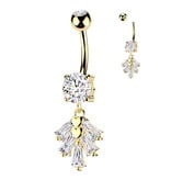 Bauchnabelpiercing mit Kristall-Anhänger – Gold oder Silber