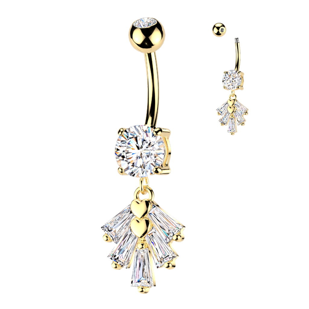 Bauchnabelpiercing mit Kristall-Anhänger – Gold oder Silber