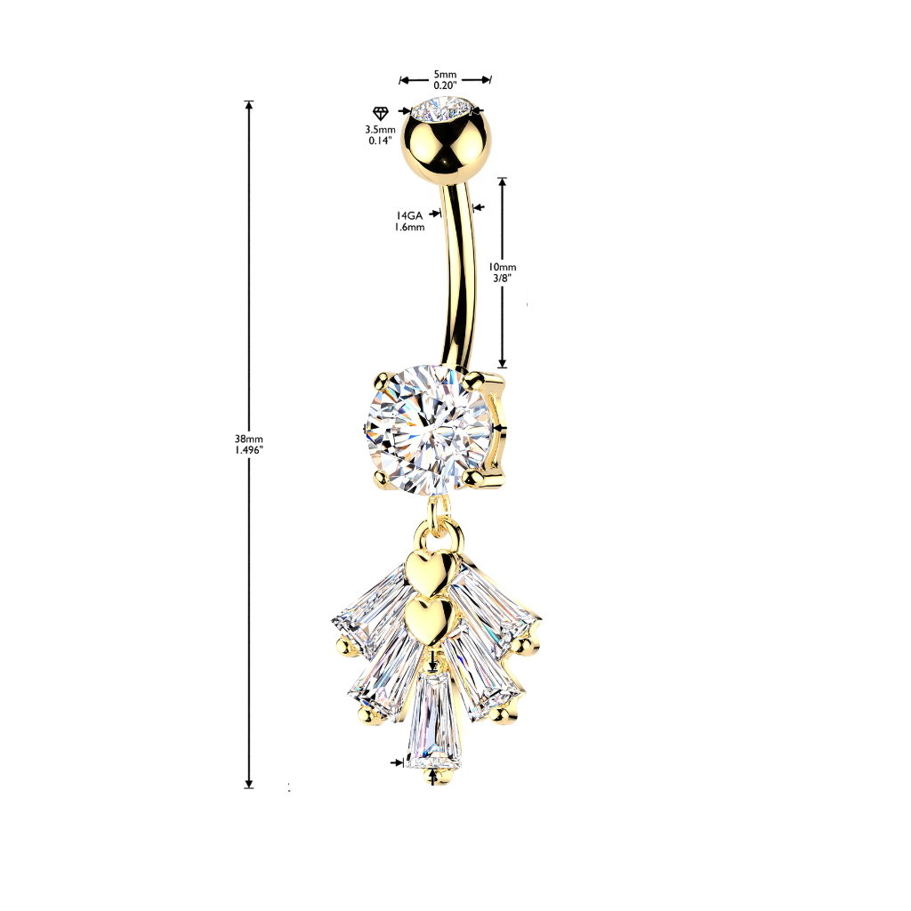 Bauchnabelpiercing mit Kristall-Anhänger – Gold oder Silber