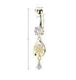 Bauchnabelpiercing Blume mit Kristall-Anhänger