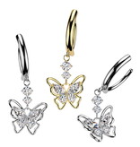 Bauchnabelpiercing Clicker mit Schmetterling Anhänger – Gold oder SilberAnhänger – Gold oder Silber