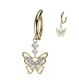 Bauchnabelpiercing Clicker mit Schmetterling Anhänger – Gold oder SilberAnhänger – Gold oder Silber