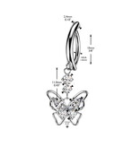 Bauchnabelpiercing Clicker mit Schmetterling Anhänger – Gold oder SilberAnhänger – Gold oder Silber