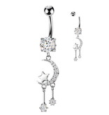 Bauchnabelpiercing Mondsichel & Stern Anhänger