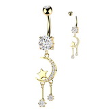 Bauchnabelpiercing Mondsichel & Stern Anhänger