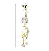 Bauchnabelpiercing Mondsichel & Stern Anhänger