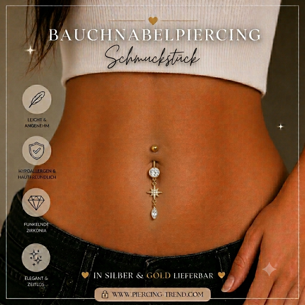 Bauchnabelpiercing Stern Anhänger – Chirurgenstahl PVD Gold