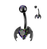 Bauchnabelpiercing Schwarzes Herz mit Flügel – Vitrail Medium