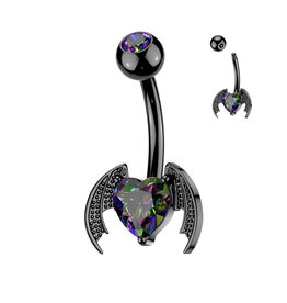 Bauchnabelpiercing Schwarzes Herz mit Flügel