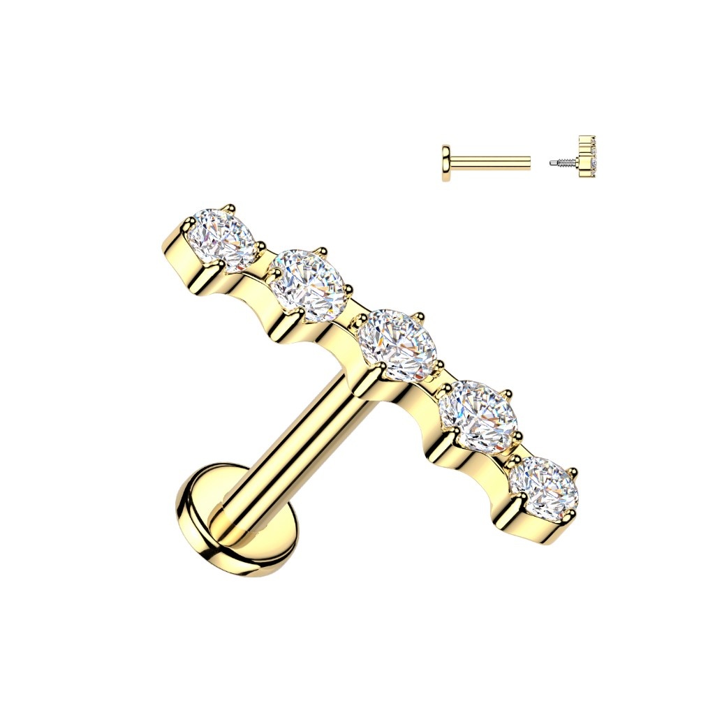 Chirurgenstahl Ohrpiercing mit 5 Kristallsteinen