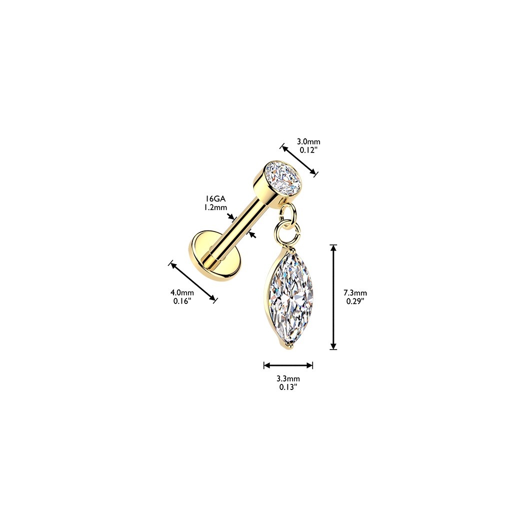 Helix & Tragus Piercing mit Anhänger – Gold oder Silber