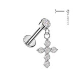 Helix & Tragus Piercing mit Kristallstein und Kreuz Anhänger