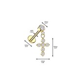 Helix & Tragus Piercing mit Kristallstein und Kreuz Anhänger