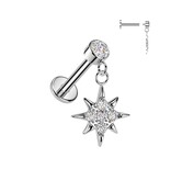 Helix & Tragus Piercing mit Kristallstein und Stern Anhänger