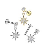 Helix & Tragus Piercing mit Kristallstein und Stern Anhänger