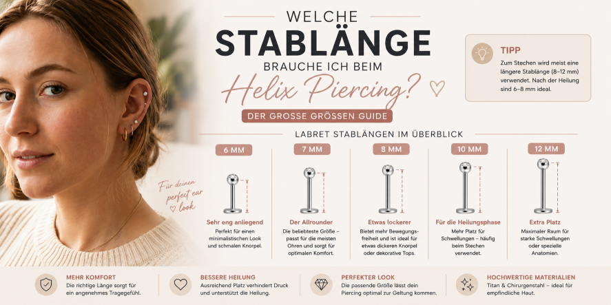 Welche Stablänge brauche ich beim Helix Piercing?