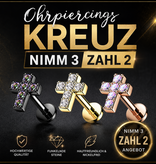 Kreuz Ohrpiercing Set – Nimm 3, zahl 2 Angebot