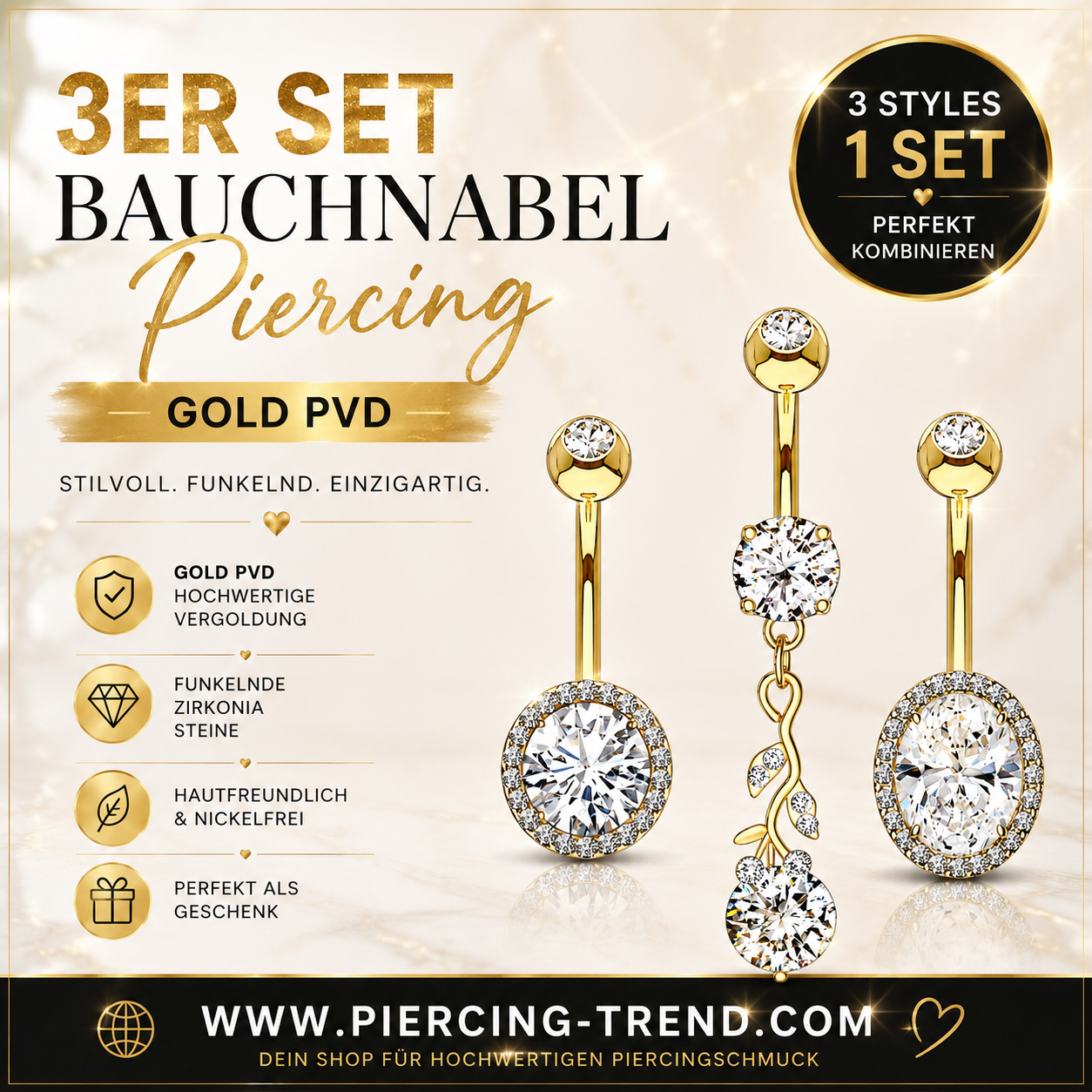 Bauchnabelpiercing Gold Setangebot