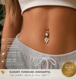 Bauchnabelpiercing mit Kristall-Anhänger – Gold oder Silber