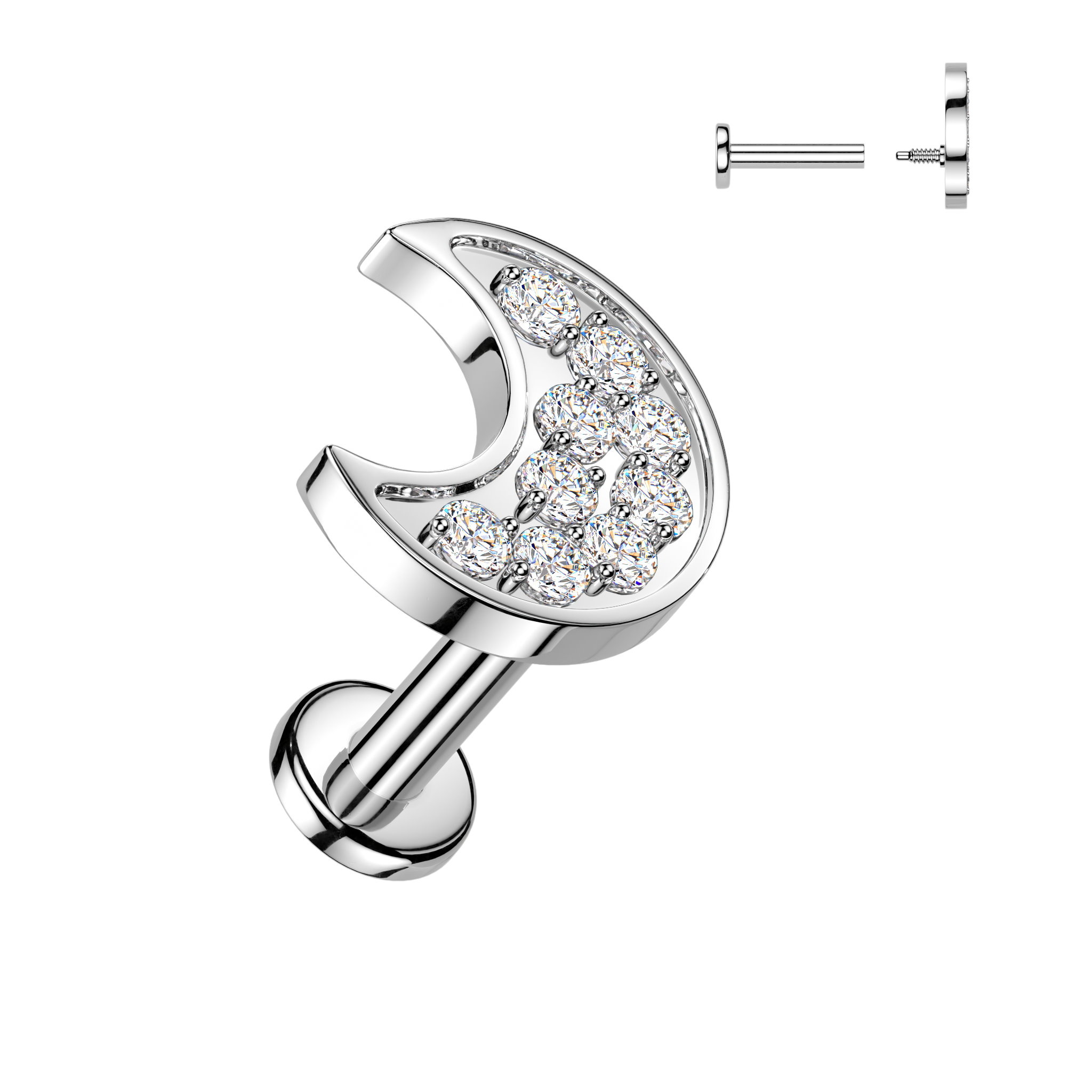 Labret Piercing Mond – Chirurgenstahl 316L PVD | Innengewinde