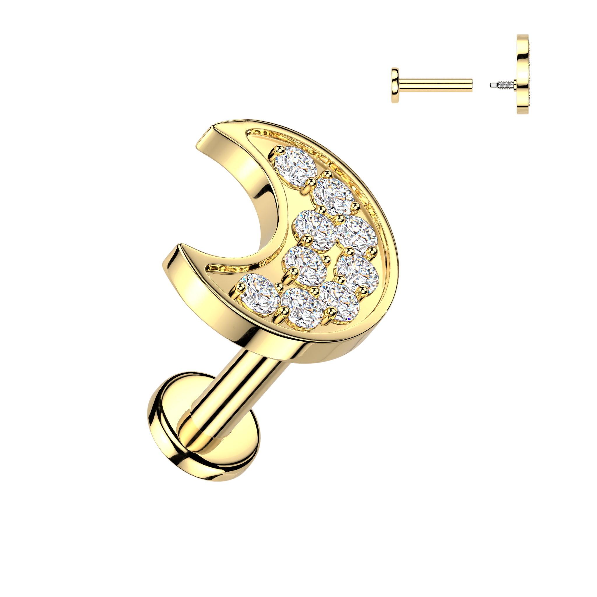 Labret Piercing Mond – Chirurgenstahl 316L PVD | Innengewinde