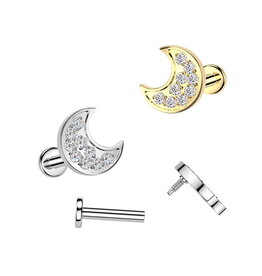 Labret Piercing Mond – Chirurgenstahl 316L PVD | Innengewinde | 1,2 mm | 6 & 8 mm | Gold & Silber