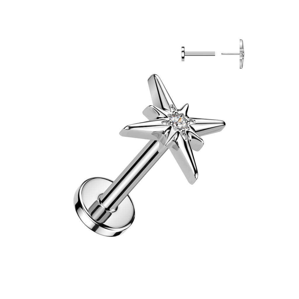 Labret Stecker Stern – Titan ASTM F136 - PVD