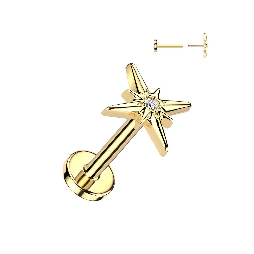 Labret Stecker Stern – Titan ASTM F136 - PVD