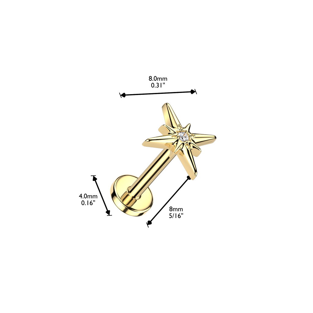 Labret Stecker Stern – Titan ASTM F136 - PVD